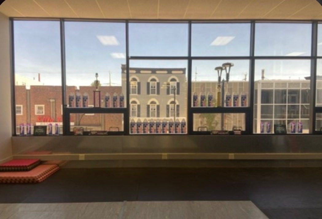 Lobby and waiting area with large windows